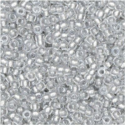 Miyuki 11/0 Crystal Pewter-Lined Japanese Round Glass Seed Beads, 24 g