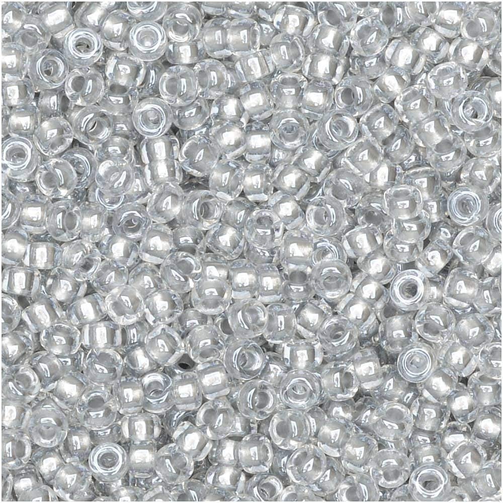 Miyuki 11/0 Crystal Pewter-Lined Japanese Round Glass Seed Beads, 24 g