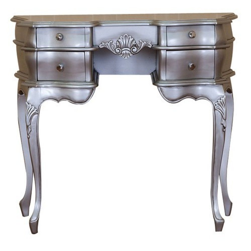 Casa Padrino Baroque Secretary Desk with 5 Drawers, Silver