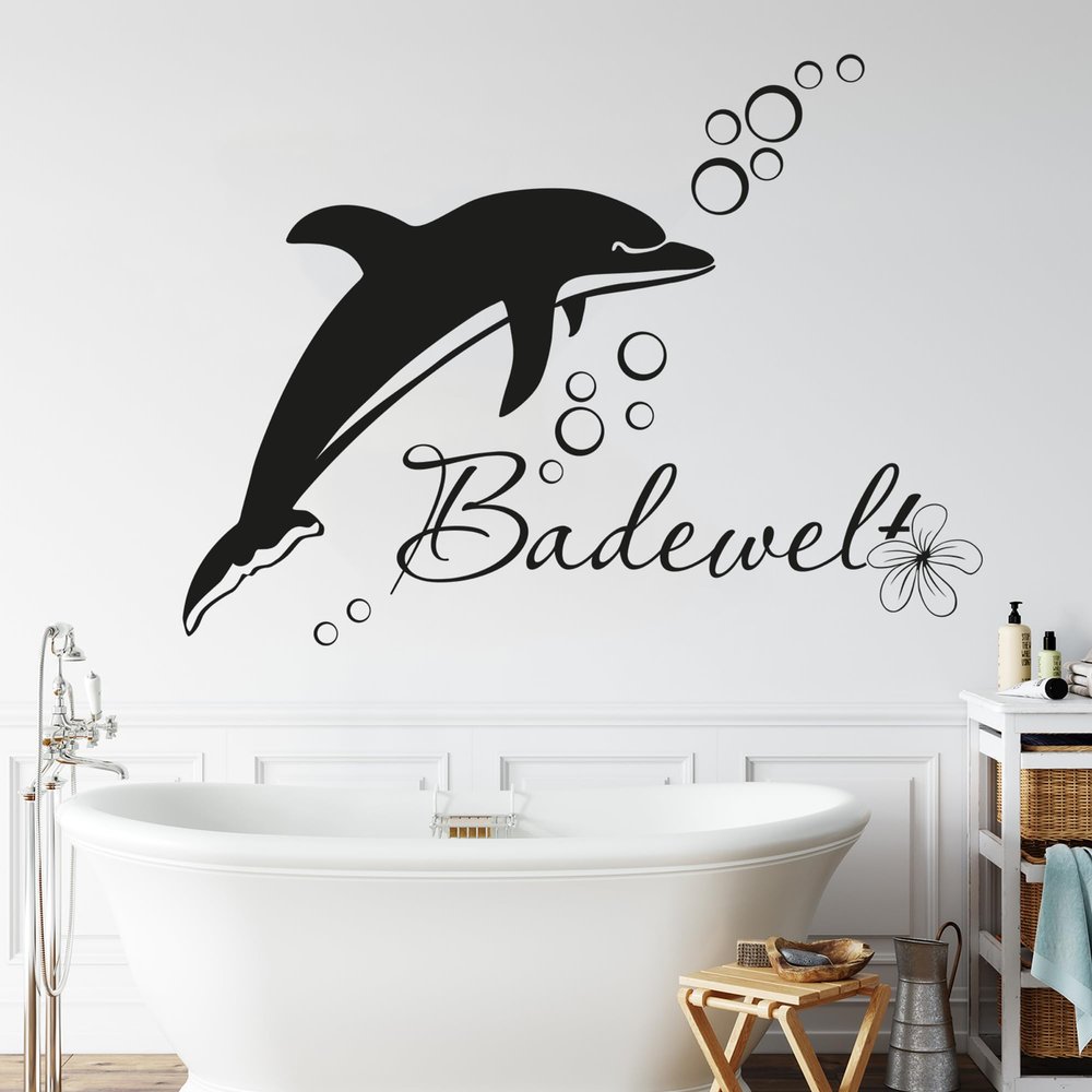 GRAZDesign Dolphin Bathroom Wall Decal, 41 x 30 cm, 073 Dark Gray