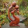 Budawi Loving Couple Wood Sculpture, Hand-Carved Suar Wood Figure, Approx. 40 x 19 x 5 cm view 2
