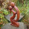 Budawi Loving Couple Wood Sculpture, Hand-Carved Suar Wood Figure, Approx. 40 x 19 x 5 cm view 3