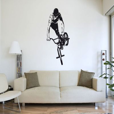 PrimeStick BMX Rider Wall Decal #170C, Brown, 120 x 230 cm (RAL8017)