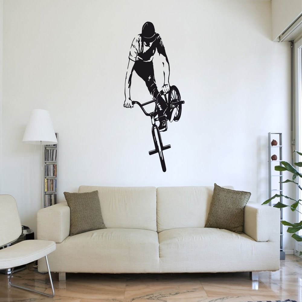 PrimeStick BMX Rider Wall Decal #170C, Brown, 120 x 230 cm (RAL8017)
