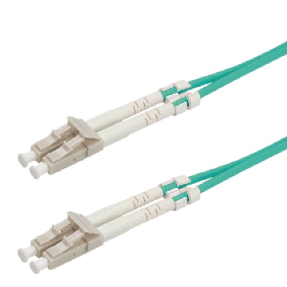 ROLINE OM3 50/125 µm Fiber Optic Cable, LC/LC, Low-Loss Connectors, Turquoise, 0.5 m