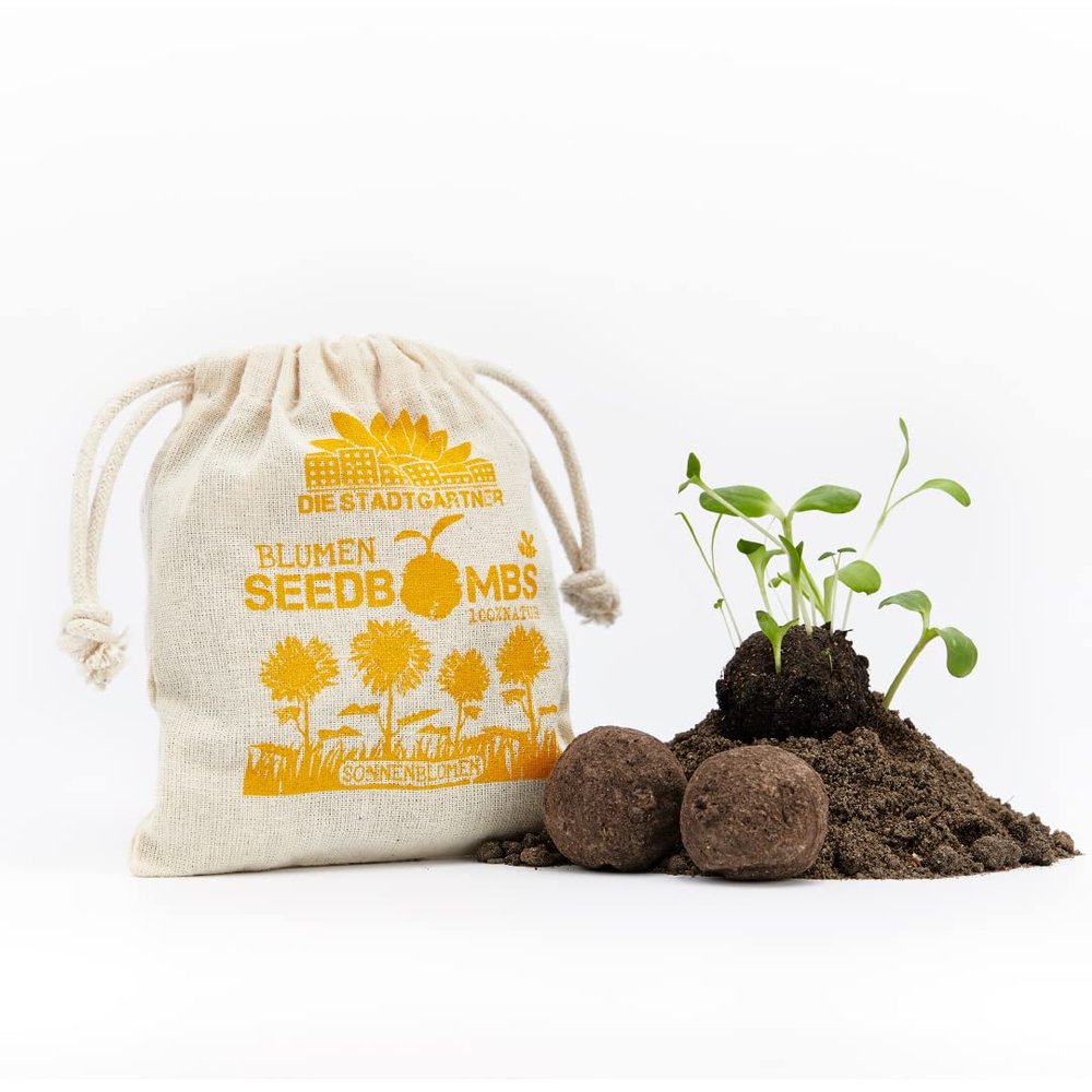 Die Stadtgärtner Sunflower Seed Bombs | 8 Handmade Seed Bombs with 5 Sunflower Varieties | 100% Eco-Friendly, Lasts at Least 2 Years