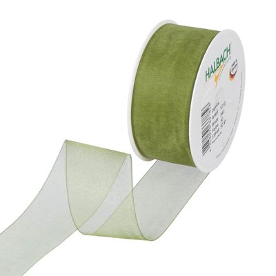Halbach Organza Ribbon, 40 mm x 50 m, Moss Green