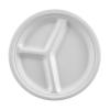 PAPSTAR 50 White “pure” Sugarcane Plates, 3-Compartment, 26 cm, 2 cm view 1