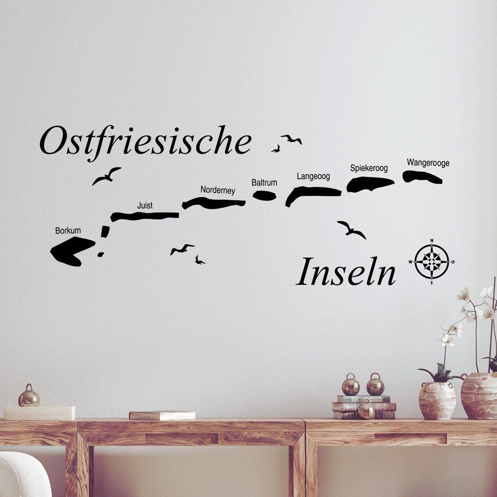 GRAZDesign East Frisian Islands Wall Decal | North Sea Coastal Landscape | Maritime Decor, Living Room, Office, Teen Room, 147 x 57 cm, 056 Light Blue
