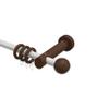 INTERDECO 20 mm Curtain Rod, Metal and Wood, White with Walnut, 200 cm view 1