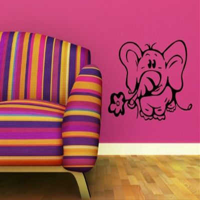 Wandtattooladen Elli Elephant Wall Decal, 60 x 41 cm, Pink