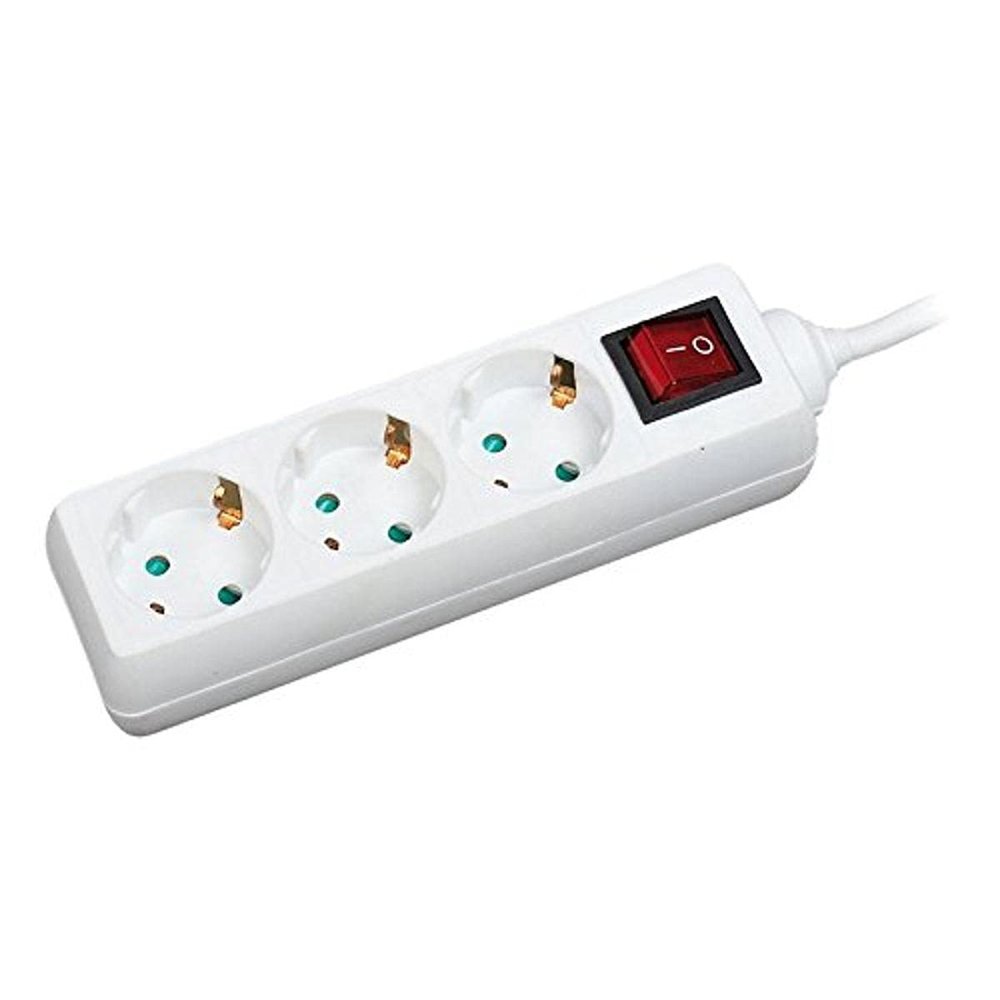 LogiLink Power Strip, 3 Outlets with Switch and Child Protection, White, LPS206
