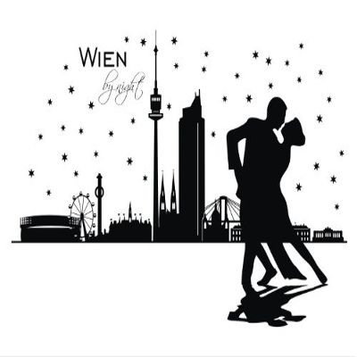 Wandtattooladen Wall Tattoo – Vienna Skyline by Night, Size: 110 x 70 cm, Black
