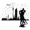 Wandtattooladen Wall Tattoo – Vienna Skyline by Night, Size: 110 x 70 cm, Black view 1