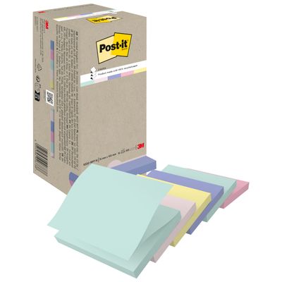 Post-it Recycled Z-Notes, 16 Pads (1,600 Sheets), 76 mm x 76 mm