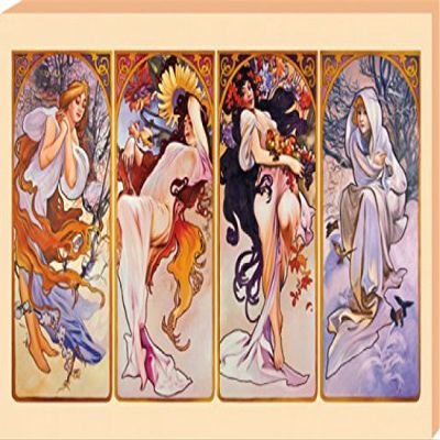 1art1 Alphonse Mucha The Four Seasons, 1896 Canvas Print on Stretcher Frame, 120 x 80 cm