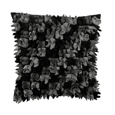 The HomeCentric Midnight Punch Handmade 22 x 22 in Throw Pillow Cover, Black and Gray Origami Pattern