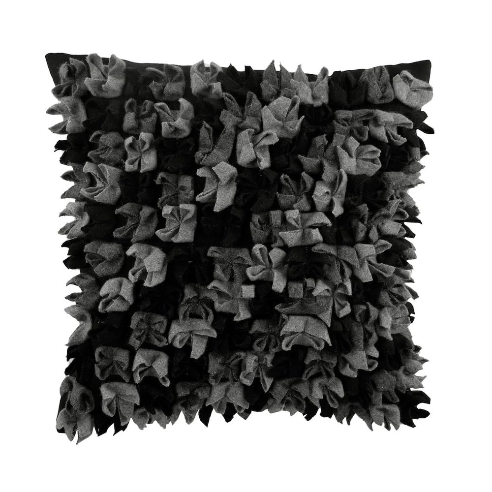 The HomeCentric Midnight Punch Handmade 22 x 22 in Throw Pillow Cover, Black and Gray Origami Pattern