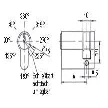 BKS B 8900 0109 Industrial Half-Cylinder PZ88, 50 mm, Keyed Differently, Nickel-Plated Brass, 1 pc.