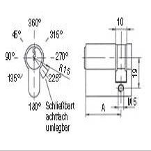 BKS B 8900 0109 Industrial Half-Cylinder PZ88, 50 mm, Keyed Differently, Nickel-Plated Brass, 1 pc.