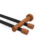 INTERDECO 20 mm Double-Track Internal Curtain Rod, Black Aluminum with Cherry Wood, Wall-Mounted, 240 cm view 1