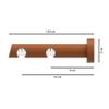 INTERDECO 20 mm Double-Track Internal Curtain Rod, Black Aluminum with Cherry Wood, Wall-Mounted, 240 cm view 2