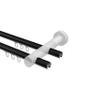 INTERDECO 20 mm Double-Track Internal Curtain Rod, Black Aluminum with Cherry Wood, Wall-Mounted, 240 cm view 3