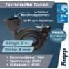 Kopp 2 m Extension Cord, Black, Flat Angled Grounded Plug, IP20 view 2