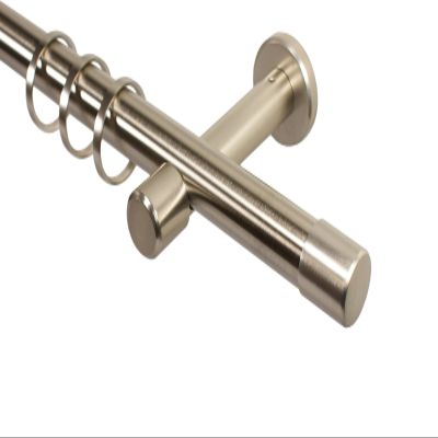 20 mm Stainless Steel-Look Curtain Rod with End Caps, Wall or Ceiling Mount, 160 cm
