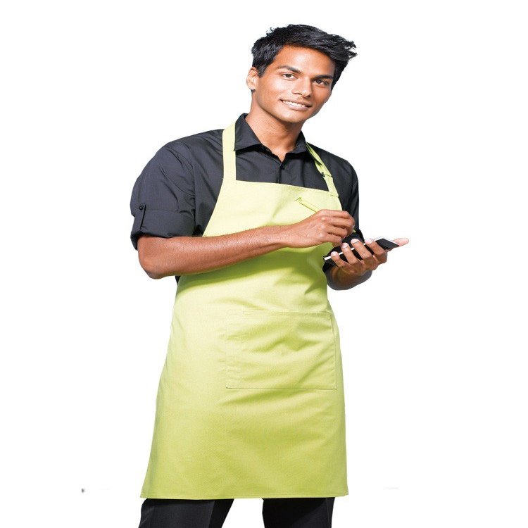 Long Bib Apron "Colours" with Pocket for Bistro, Bar, Food Service & Kitchen, Lemon, 72 x 86 cm