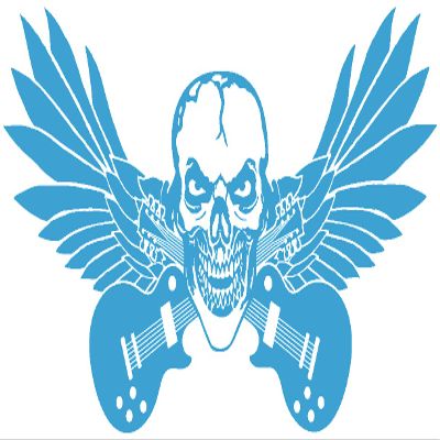 Samunshi Skull Guitar Wall Decal, 60 x 31 cm, Light Blue