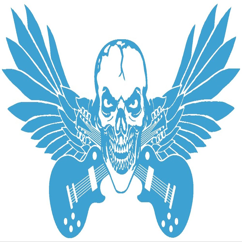 Samunshi Skull Guitar Wall Decal, 60 x 31 cm, Light Blue