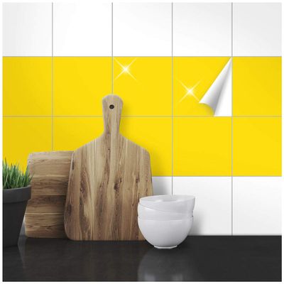 WANDKINGS Tile Stickers 15 x 15 cm, 200 Pieces - Glossy Yellow