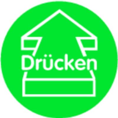 Press + Arrow Sticker, Green, 75 mm