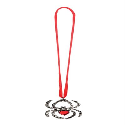 Boland Necklace with Spider Talisman Medallion, Ruby-Red Spider, One Size, Silver/Red
