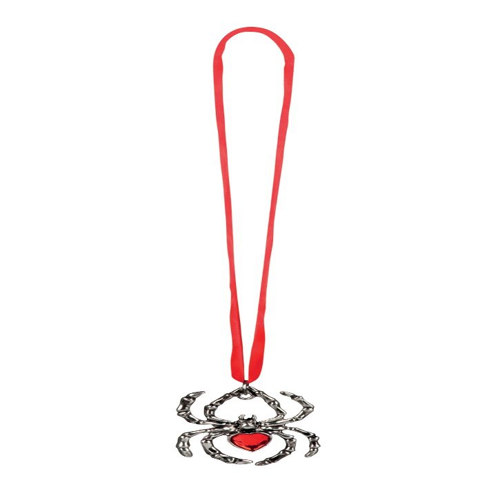 Boland Necklace with Spider Talisman Medallion, Ruby-Red Spider, One Size, Silver/Red