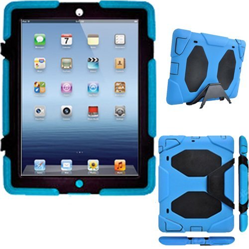 TECHGEAR Heavy-Duty Protective Case for iPad 2/3/4 with Removable Stand, Blue