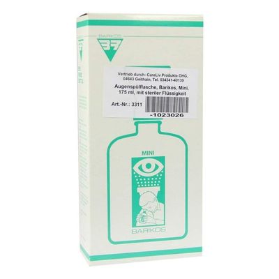 Barikos Mini Eyewash Bottle with Sterile Solution, 175 mL