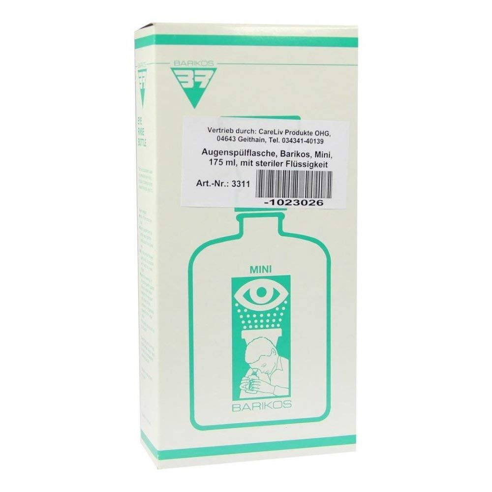 Barikos Mini Eyewash Bottle with Sterile Solution, 175 mL