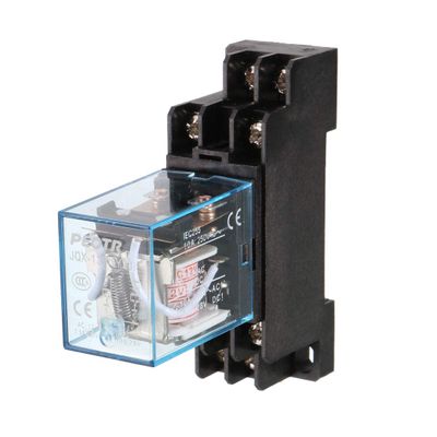 Sourcing Map AC 12V Coil 8-Pin 10A LY2J DIN-Rail Electromagnetic Power Relay with Socket, Black