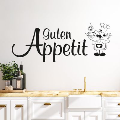 GRAZDesign Kitchen Wall Decal “Bon Appétit” Chef | Self-Adhesive Saying - 100 x 40 cm / 030 Dark Red