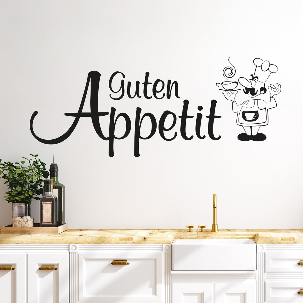 GRAZDesign Kitchen Wall Decal “Bon Appétit” Chef | Self-Adhesive Saying - 100 x 40 cm / 030 Dark Red