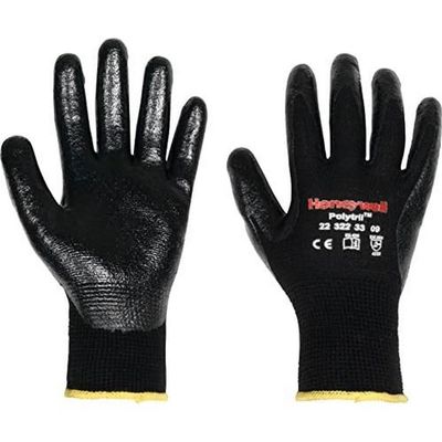 Honeywell 2232233 Polytril MIX Polyamide/Cotton Knit Work Gloves, Black, Size 9, 10 Pairs