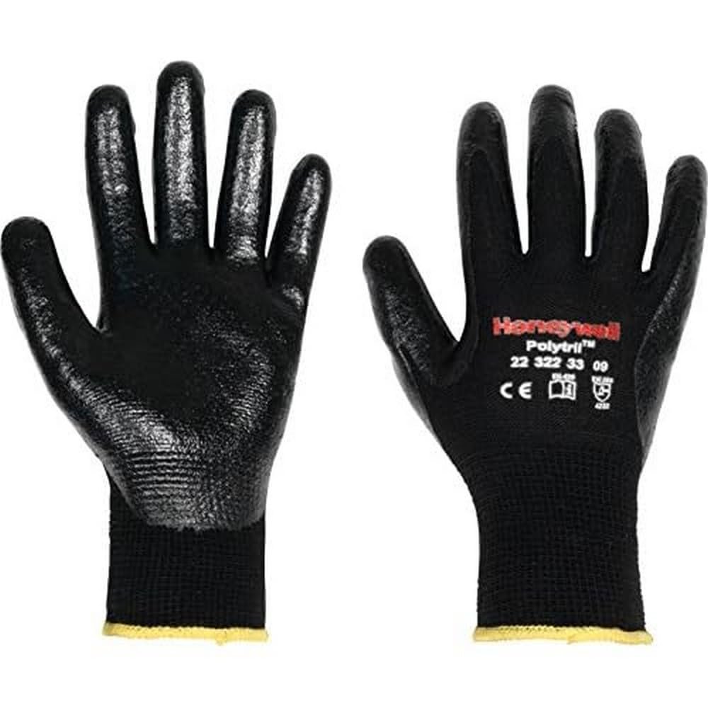 Honeywell 2232233 Polytril MIX Polyamide/Cotton Knit Work Gloves, Black, Size 9, 10 Pairs