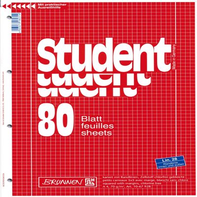 Brunnen A4 Graph Paper Notebook, 80 Sheets, with Margin Lines