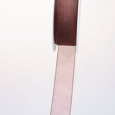 Organza Ribbon with Woven Edge, 25 mm x 50 m, Color 48 Brown - 53736-25-50-48