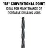 Drill America DWDTS Series HSS Taper-Shank Drill Bit, No. 2 Morse Taper, Black Oxide, 118° Point, 1.6 cm, 1-Pack view 3