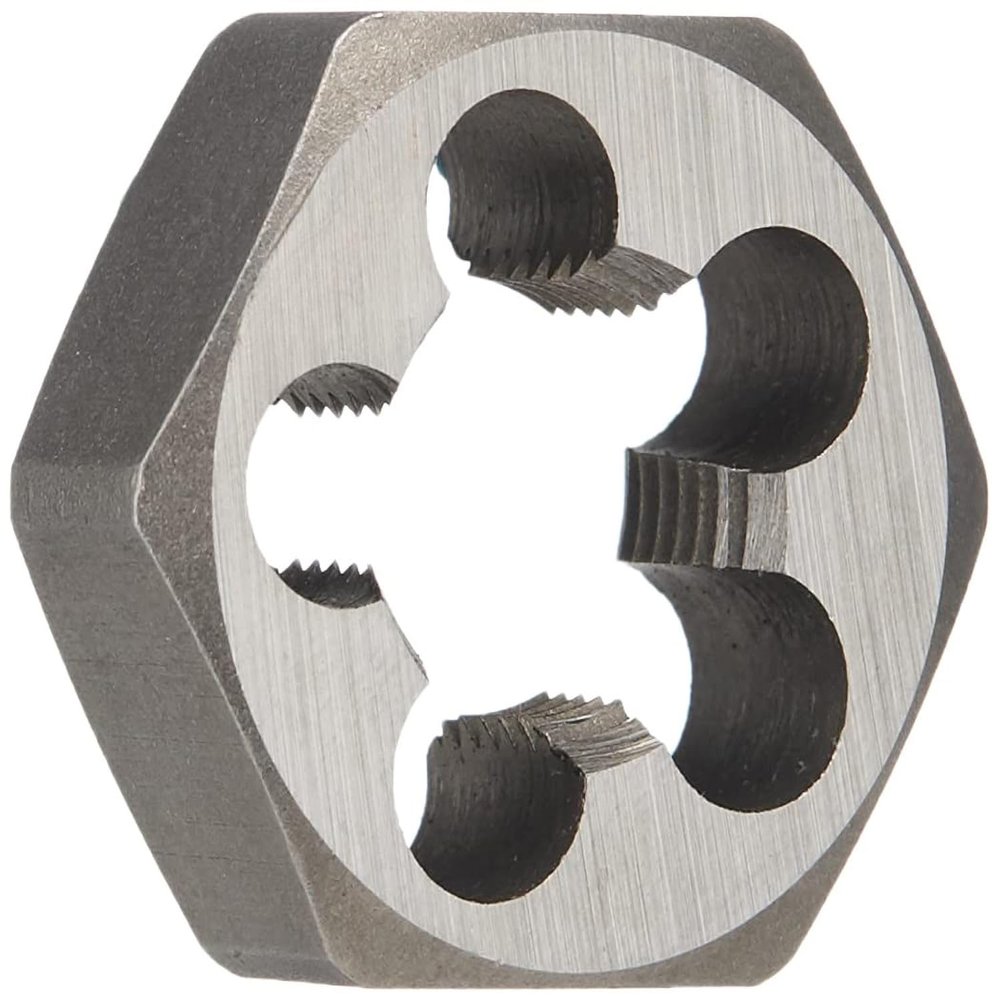 HSS-America DWT Carbon Steel Hex Die (#4101, 6.12 cm-8, M1.6 x Ring M50 x 1.5, Standard and Left-Hand), Uncoated Bright Finish, M16 x 2, 1