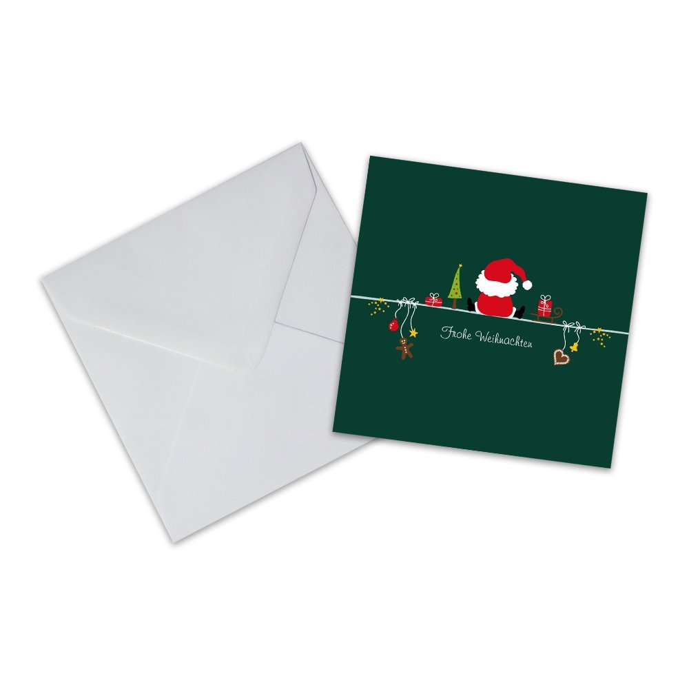 10-Pack Christmas Cards with Envelopes, Santa Design