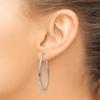 14K White Gold Polished Oval Hinged Hoop Earrings, 40 x 20 mm, 1.5 mm Thick view 4